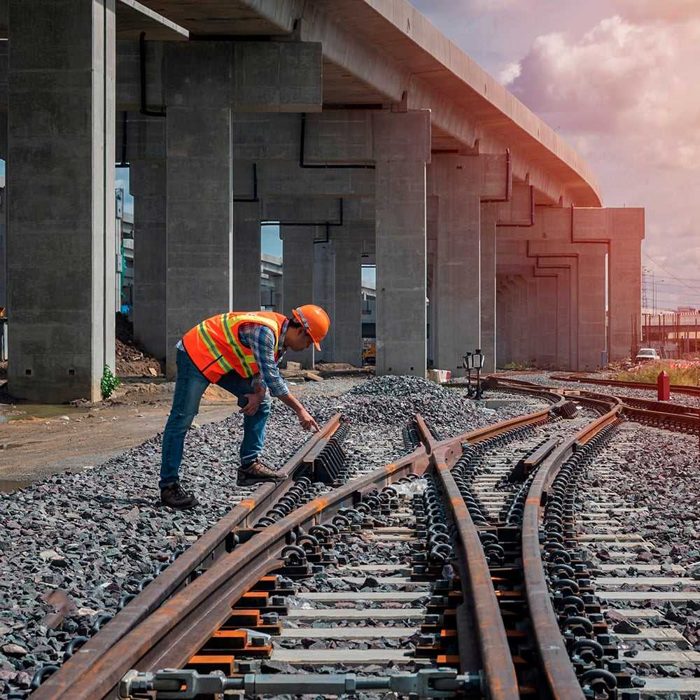 Worker working on the railroad