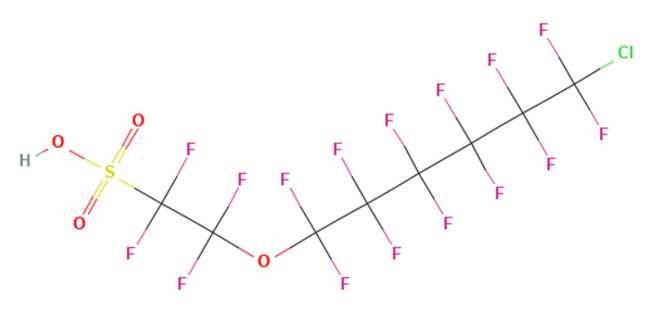 figure 2a  9-Chlorohexadecafluoro-3-oxanonane-1 -sulfonic acid (9Cl-PF3ONS), or 6:2 Cl-PFAES