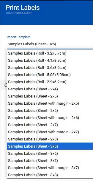 Figure 3. Label Printing Formats