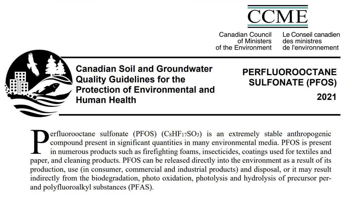 CCME PFOS Standards