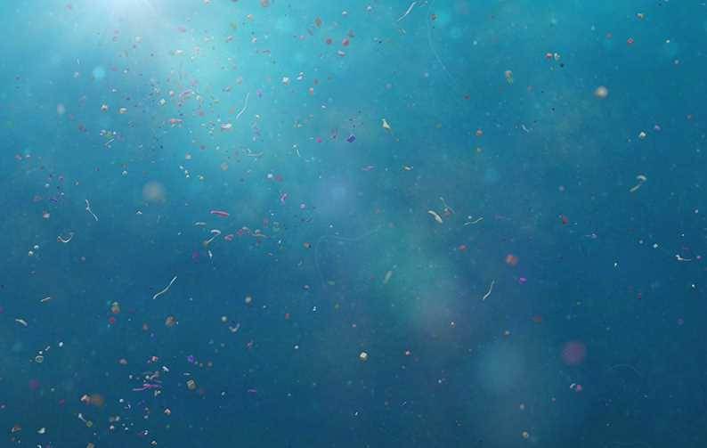 conceptual representation of microplastics in water
