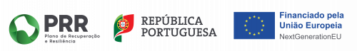 Logotipos do PRR, República Portuguesa e União Europeia.