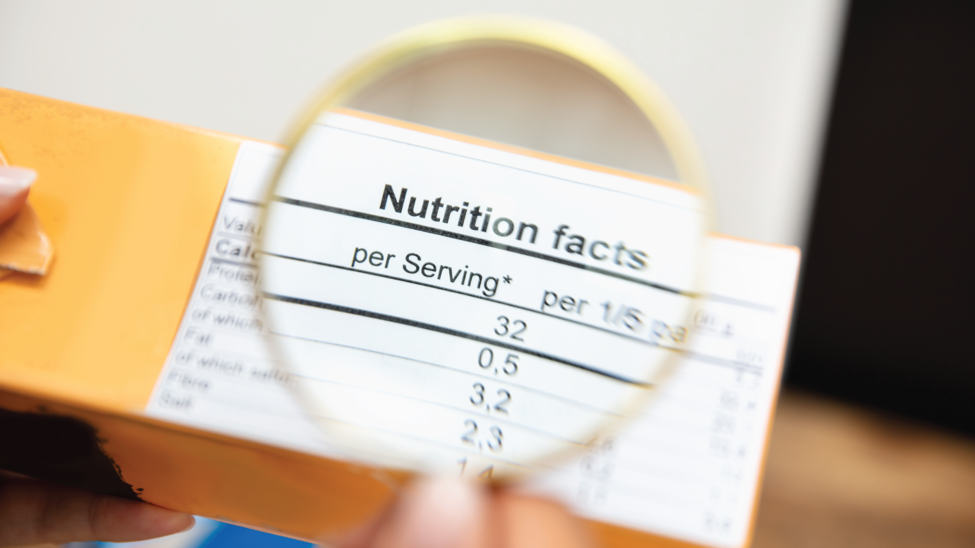 image of a nutritional label under a magnifying glass