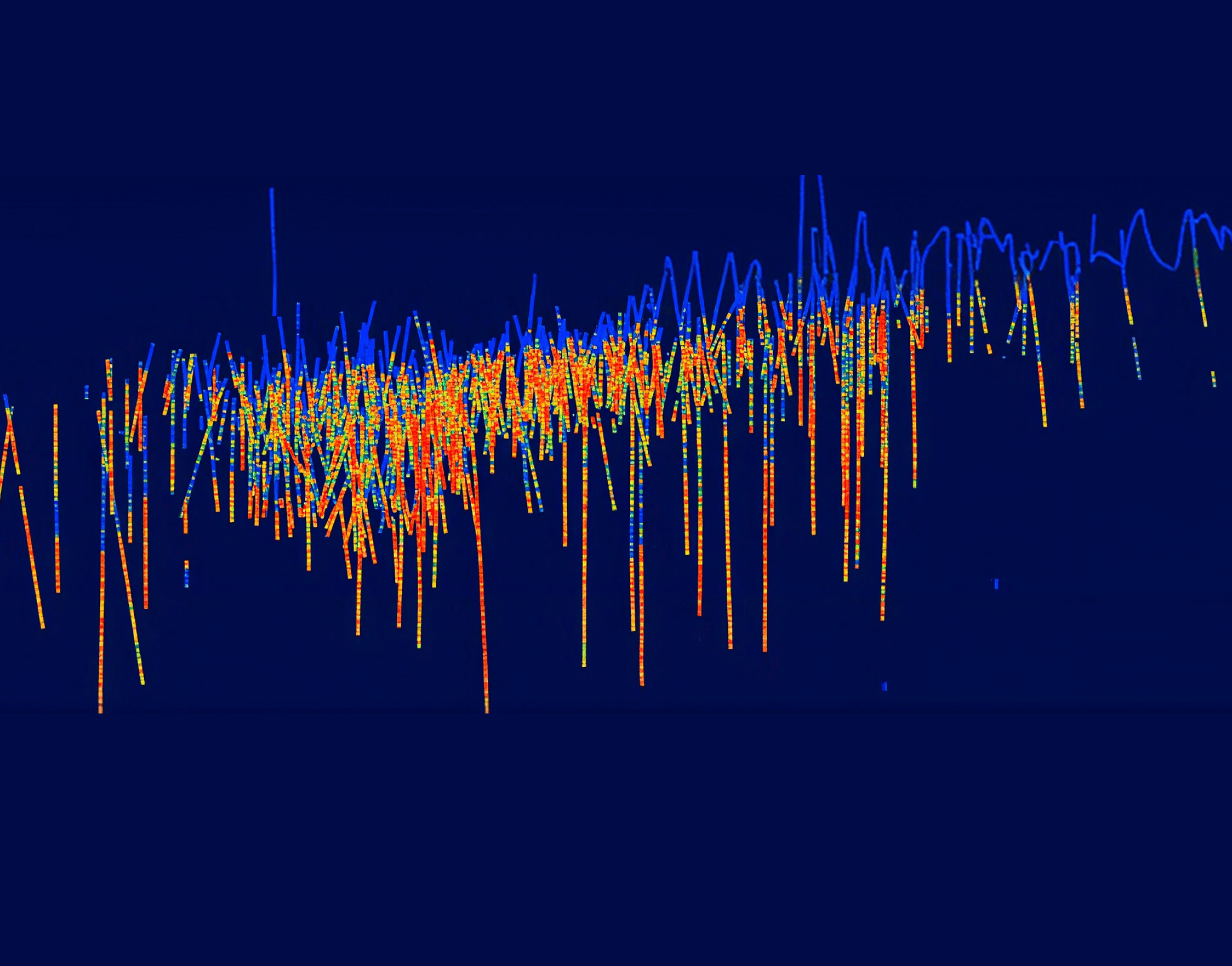 3D geological block model showing subsurface mineral zones in orange and blue